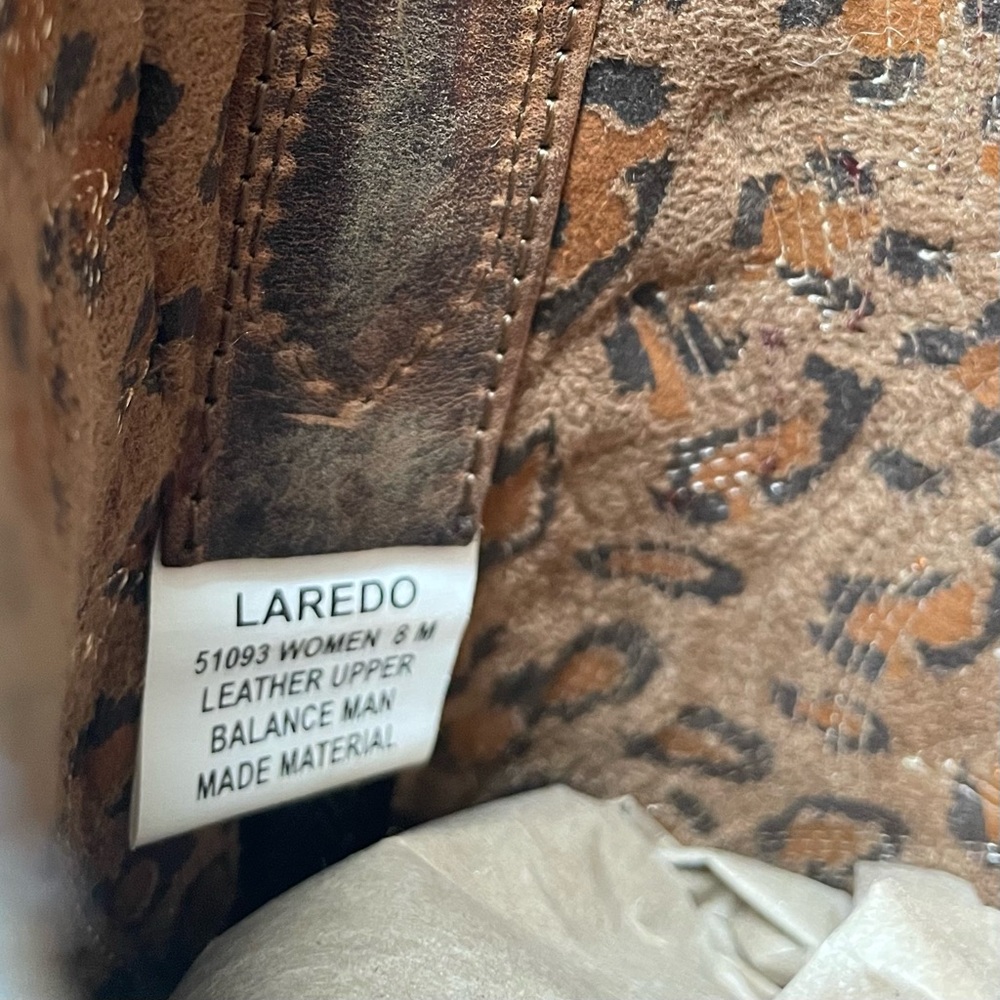 Vintage Leather Embroidered Cowboy Western Boots in Whiskey Brown - 8 - Picture 6 of 7